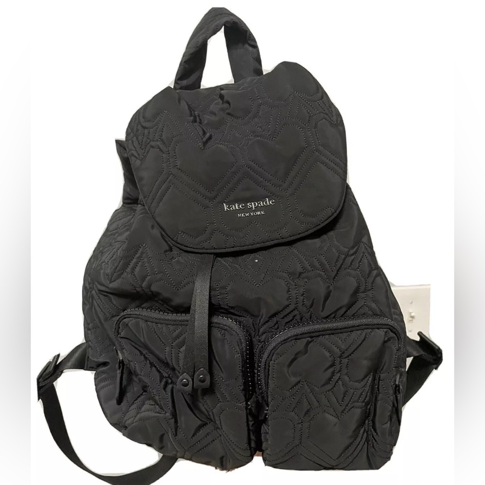 Black Quilted Heart Kate Spade Backpack Bag